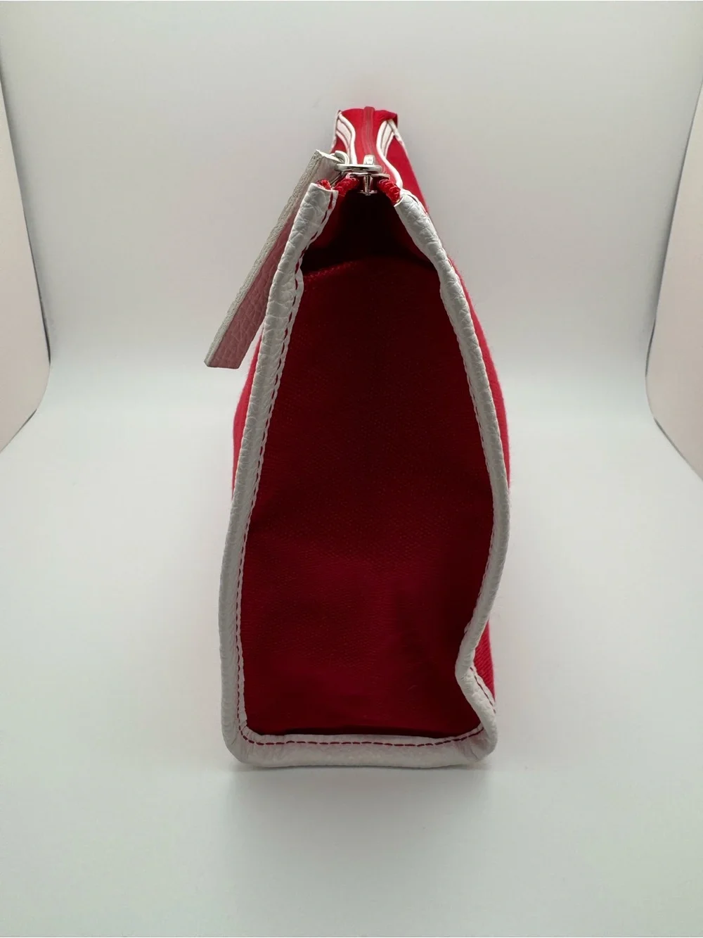 Estée Lauder Red & White Cosmetic Makeup Bag Travel Organizer Zip Pouch Case EUC